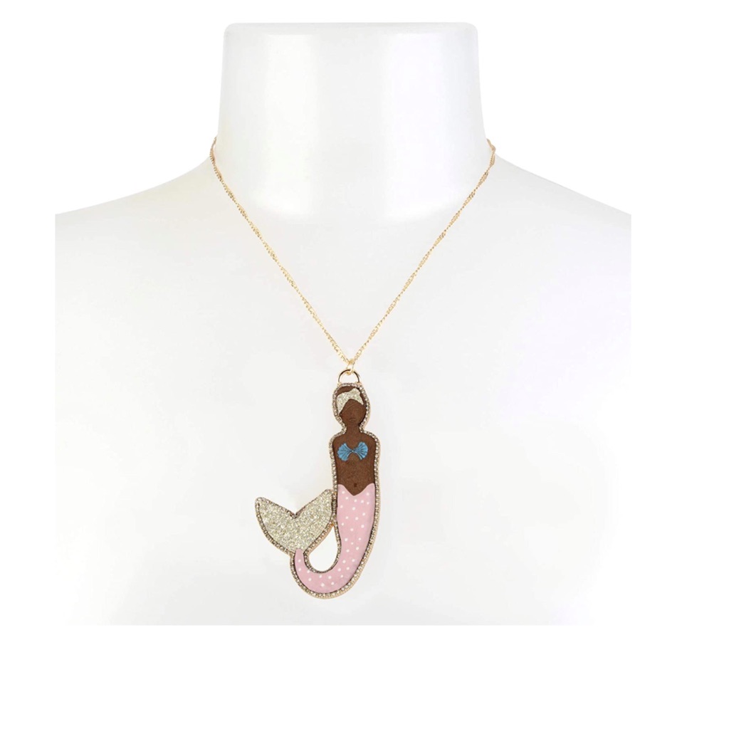 Betsy Johnson Wood Mermaid Pendant Nwt 40$